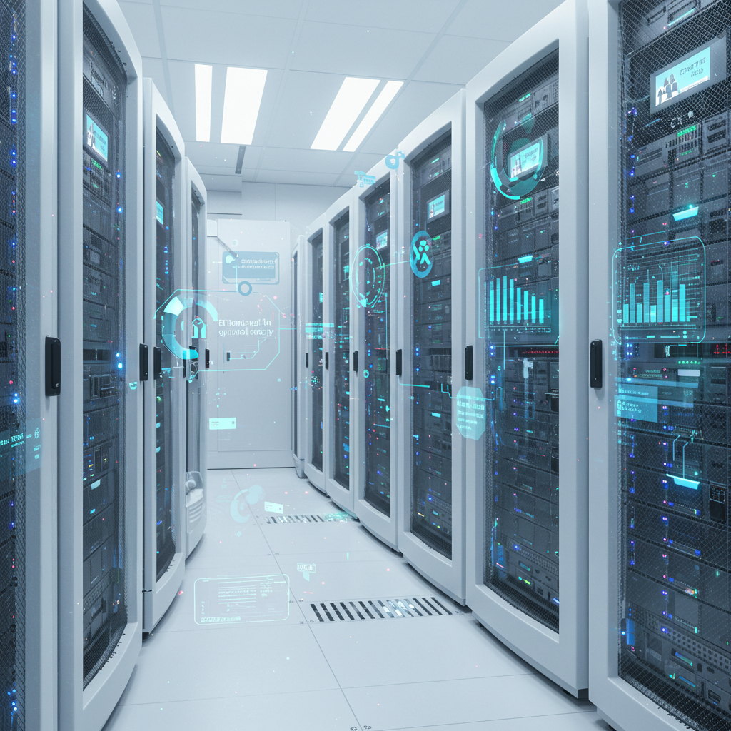Clean modern data center aisle